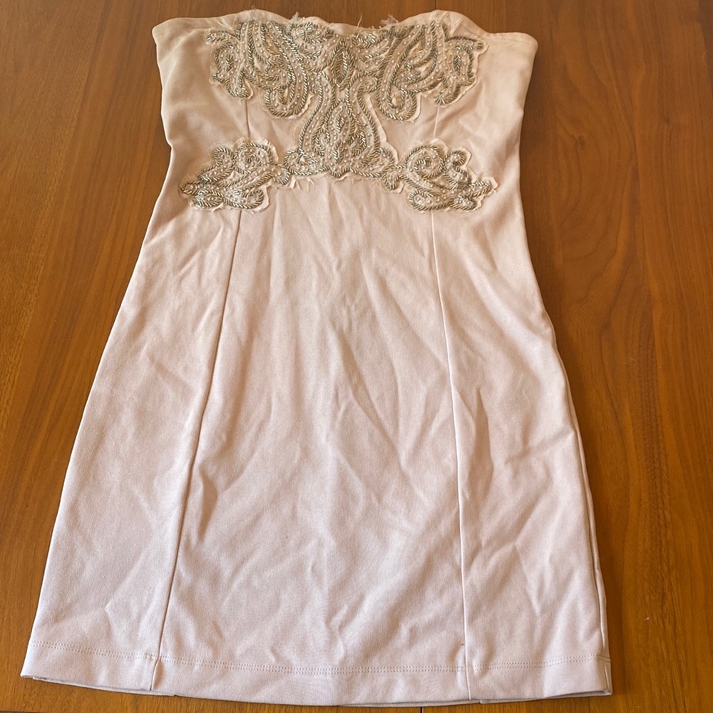 Free People beaded strapless body con dress - Sz S